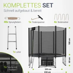 Outdoor Trampolin JumpMaster Gartentrampolin rund für Kinder mit Sicherheitsnetz
