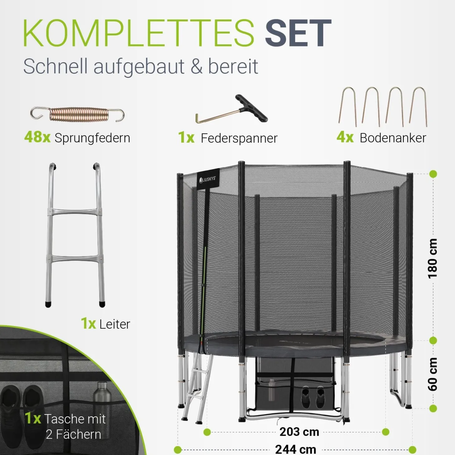Outdoor Trampolin JumpMaster Gartentrampolin rund für Kinder mit Sicherheitsnetz