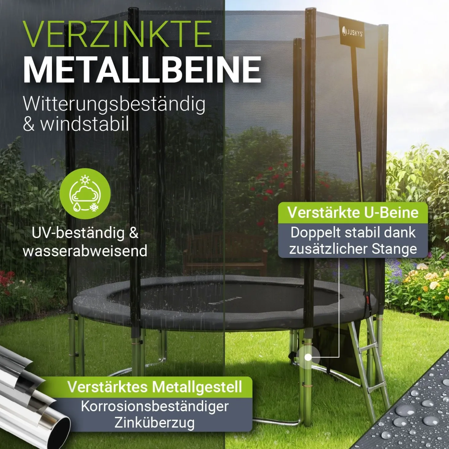 Outdoor Trampolin JumpMaster Gartentrampolin rund für Kinder mit Sicherheitsnetz