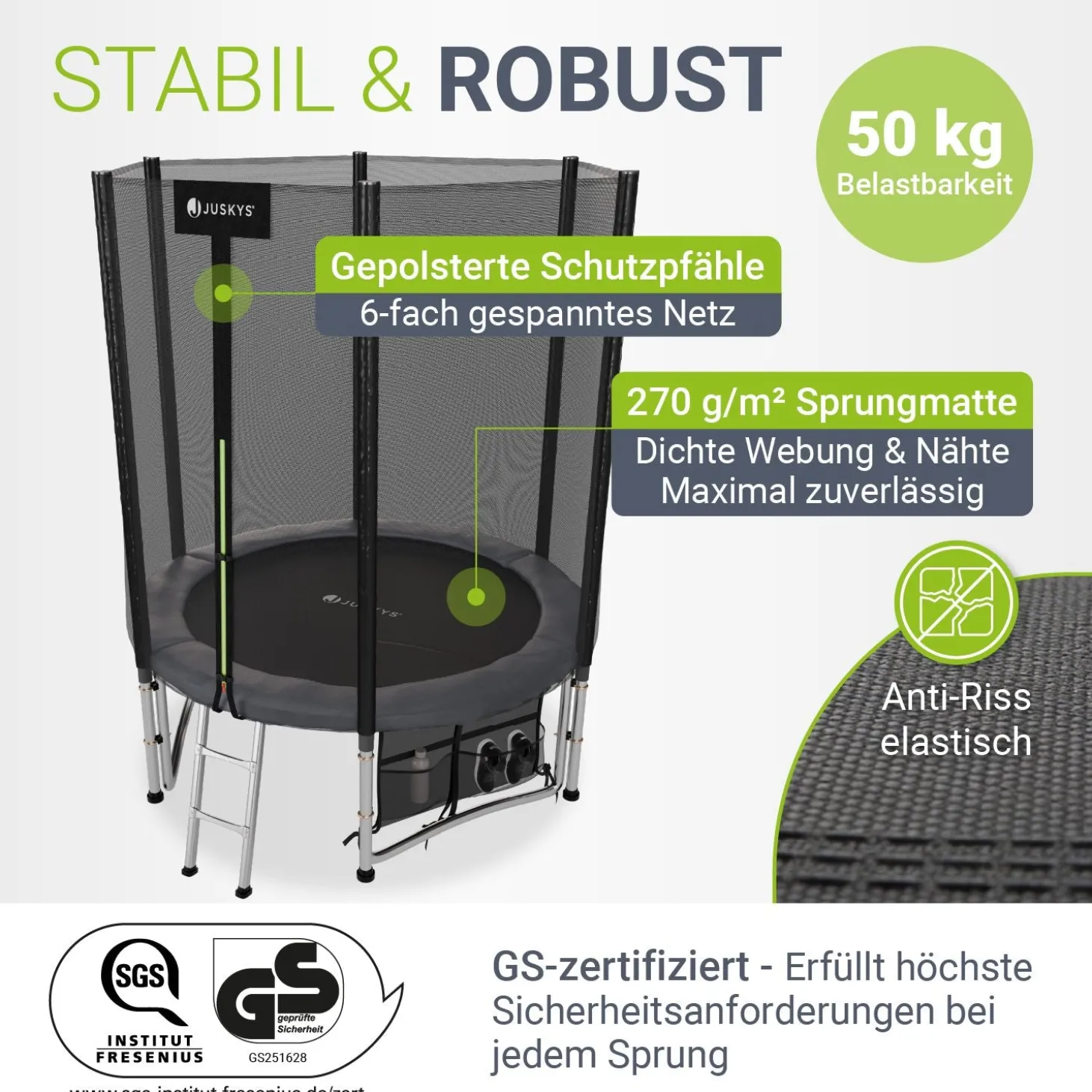 Outdoor Trampolin JumpMaster Gartentrampolin rund für Kinder mit Sicherheitsnetz