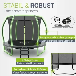 Outdoor Trampolin SkyBounce Stabiles Gartentrampolin mit Sicherheitsnetz und Randabdeckung