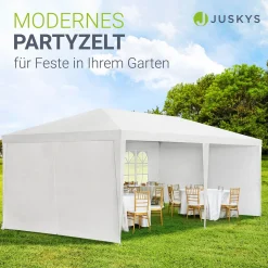 Partyzelt 3x6 m Gartenzelt mit Dach, Seitenteile, Heringe, Seile & Zubehör