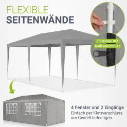 Partyzelt 3x6 m Gartenzelt mit Dach, Seitenteile, Heringe, Seile & Zubehör