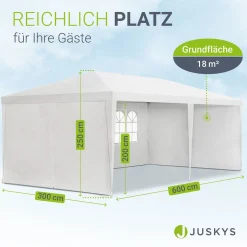 Partyzelt 3x6 m Gartenzelt mit Dach, Seitenteile, Heringe, Seile & Zubehör