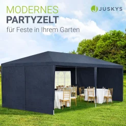 Partyzelt 3x6 m Gartenzelt mit Dach, Seitenteile, Heringe, Seile & Zubehör