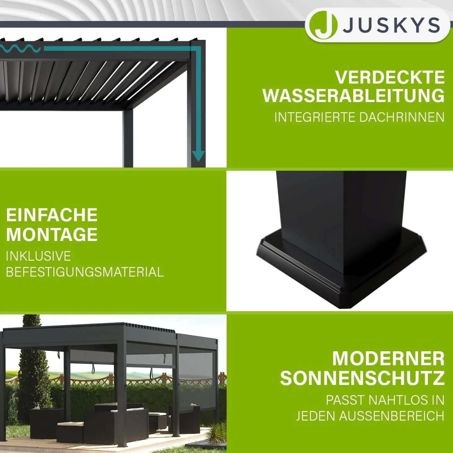 Pergola Lamellendach Tahiti Lamellendach für Terrasse & Garten mit verstellbaren Lamellen