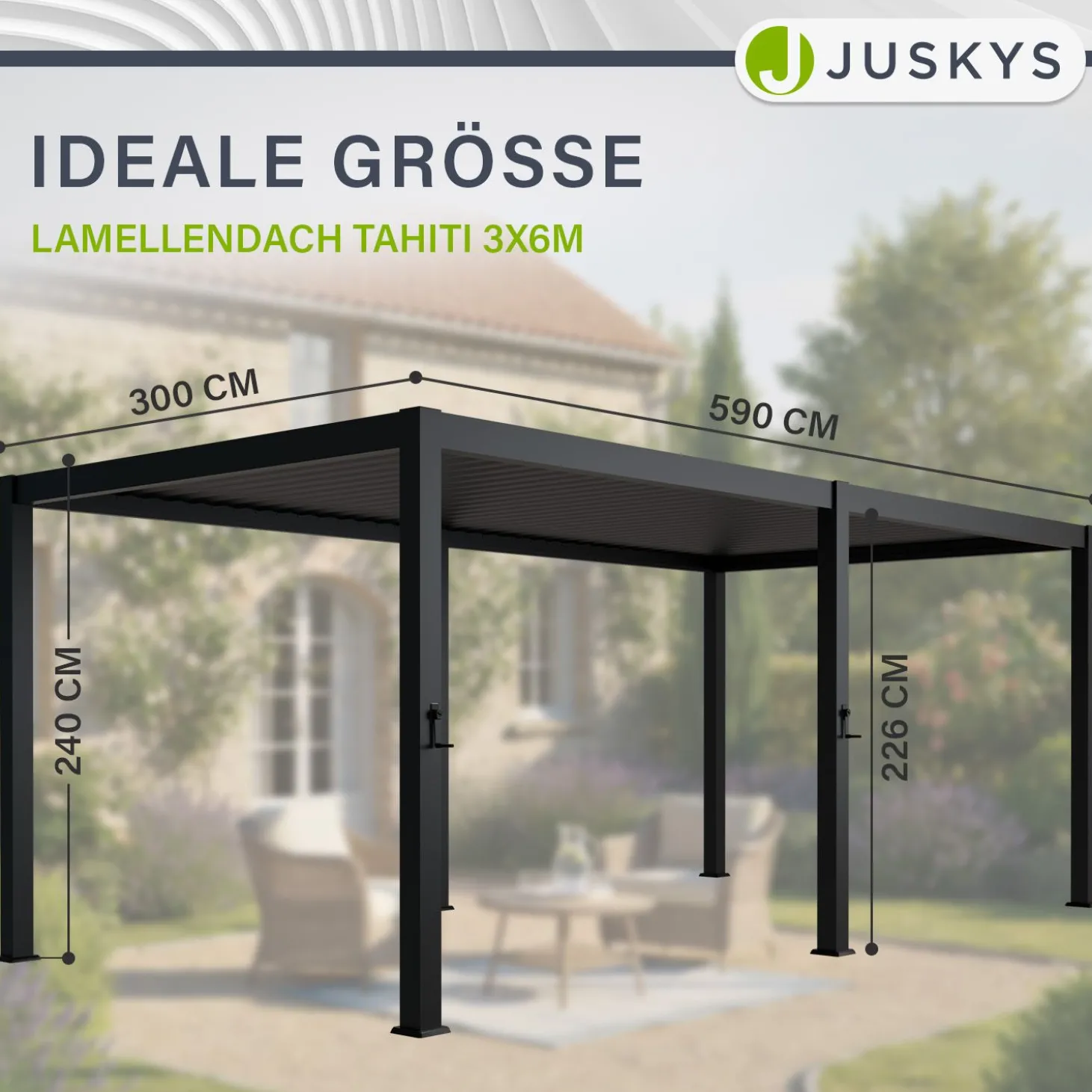 Pergola Lamellendach Tahiti Lamellendach für Terrasse & Garten mit verstellbaren Lamellen