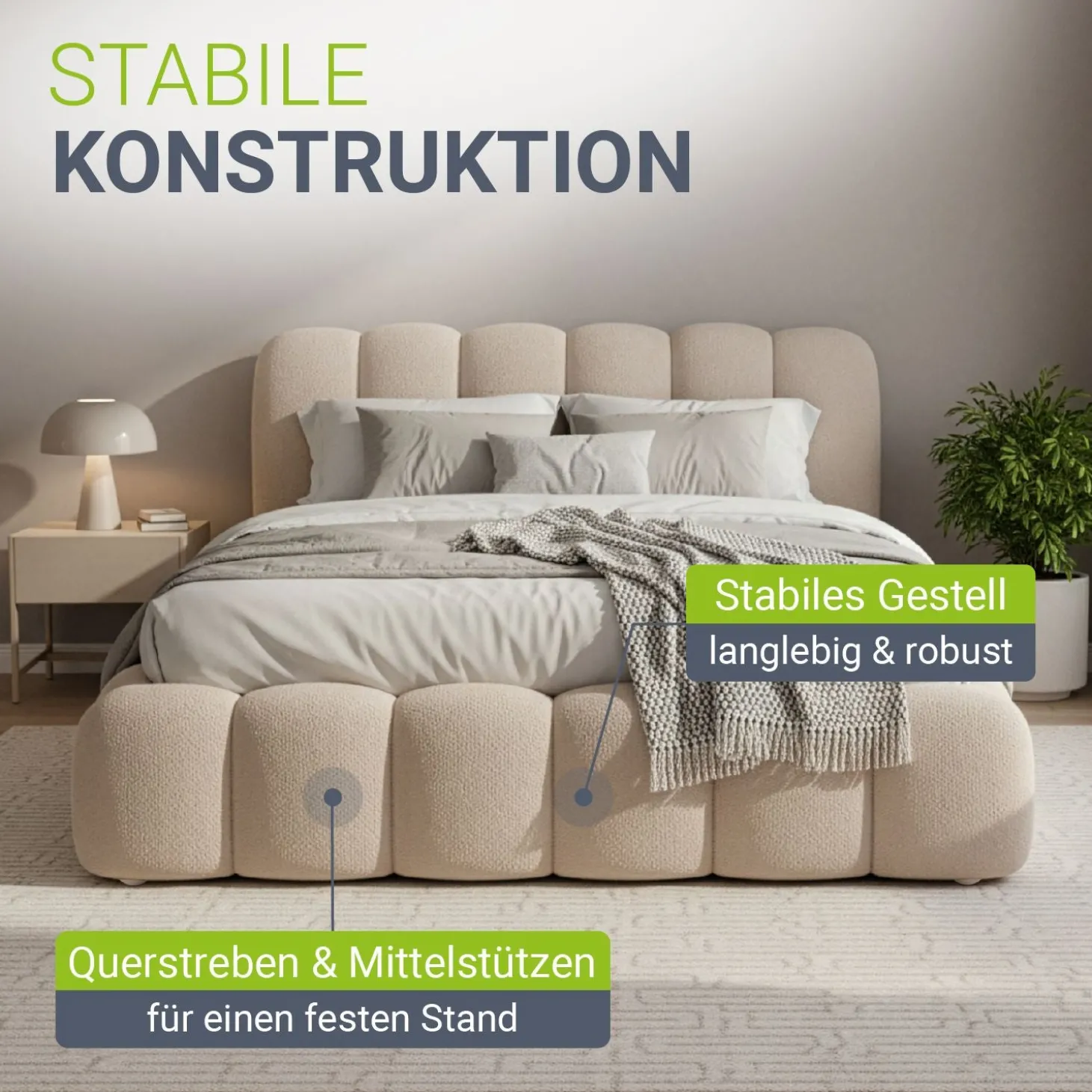 Polsterbett Catania Stilvolles Design, hoher Komfort, langlebige Konstruktion