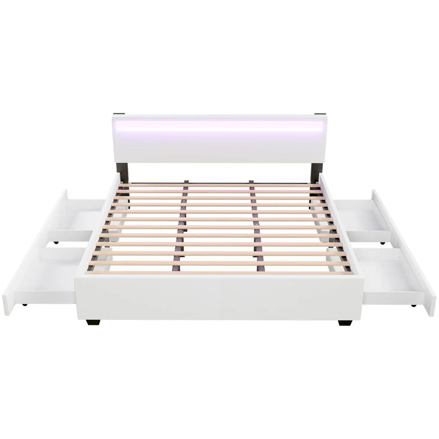 Polsterbett Lyon Bettgestell mit Bettkästen, LED-Beleuchtung und Lattenrost