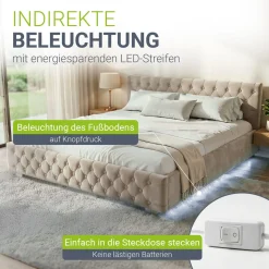 Polsterbett Nizza Bett mit Stauraum & weichem Samt-Bezug