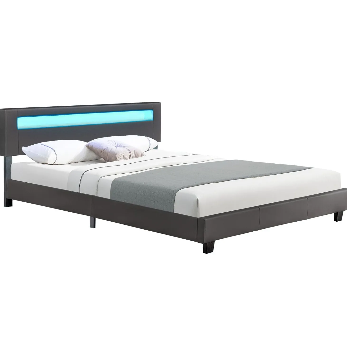 Polsterbett Paris Bettgestell mit LED-Beleuchtung und Lattenrost