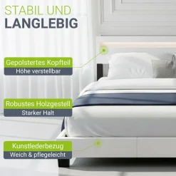 Polsterbett Paris Bettgestell mit LED-Beleuchtung und Lattenrost