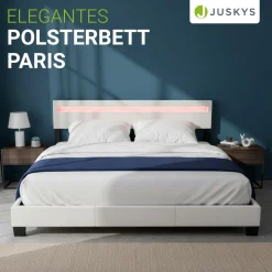 Polsterbett Paris Bettgestell mit LED-Beleuchtung und Lattenrost
