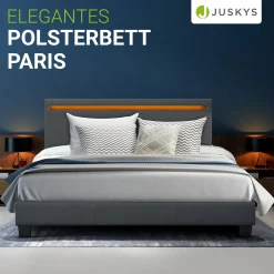Polsterbett Paris Bettgestell mit LED-Beleuchtung und Lattenrost