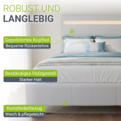 Polsterbett Paris Bettgestell mit LED-Beleuchtung und Lattenrost
