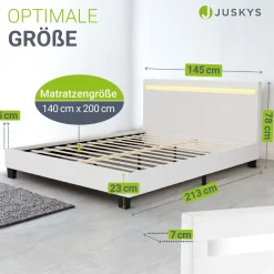 Polsterbett Paris Bettgestell mit LED-Beleuchtung und Lattenrost
