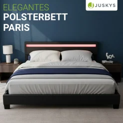 Polsterbett Paris Bettgestell mit LED-Beleuchtung und Lattenrost