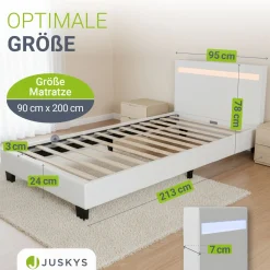 Polsterbett Paris Bettgestell mit LED-Beleuchtung und Lattenrost