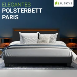 Polsterbett Paris Bettgestell mit LED-Beleuchtung und Lattenrost