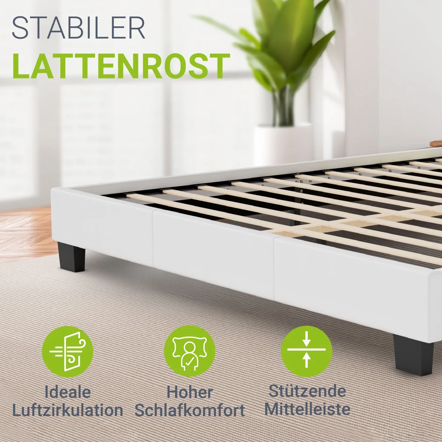 Polsterbett Paris Bettgestell mit LED-Beleuchtung und Lattenrost