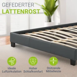 Polsterbett Paris Bettgestell mit LED-Beleuchtung und Lattenrost