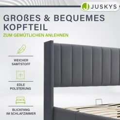 Polsterbett Savona Bettgestell mit weicher Polsterung, Samt-Bezug & großem Stauraum