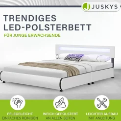 Polsterbett Sevilla Bettgestell mit LED-Beleuchtung und Lattenrost
