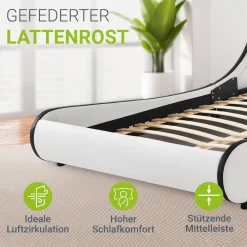 Polsterbett Valencia Bettgestell mit LED-Beleuchtung und Lattenrost
