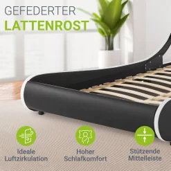 Polsterbett Valencia Bettgestell mit LED-Beleuchtung und Lattenrost