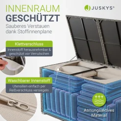 Polyrattan Auflagenbox Ikaria Gartenbox 950 Liter mit Deckel und herausnehmbarer Innenplane