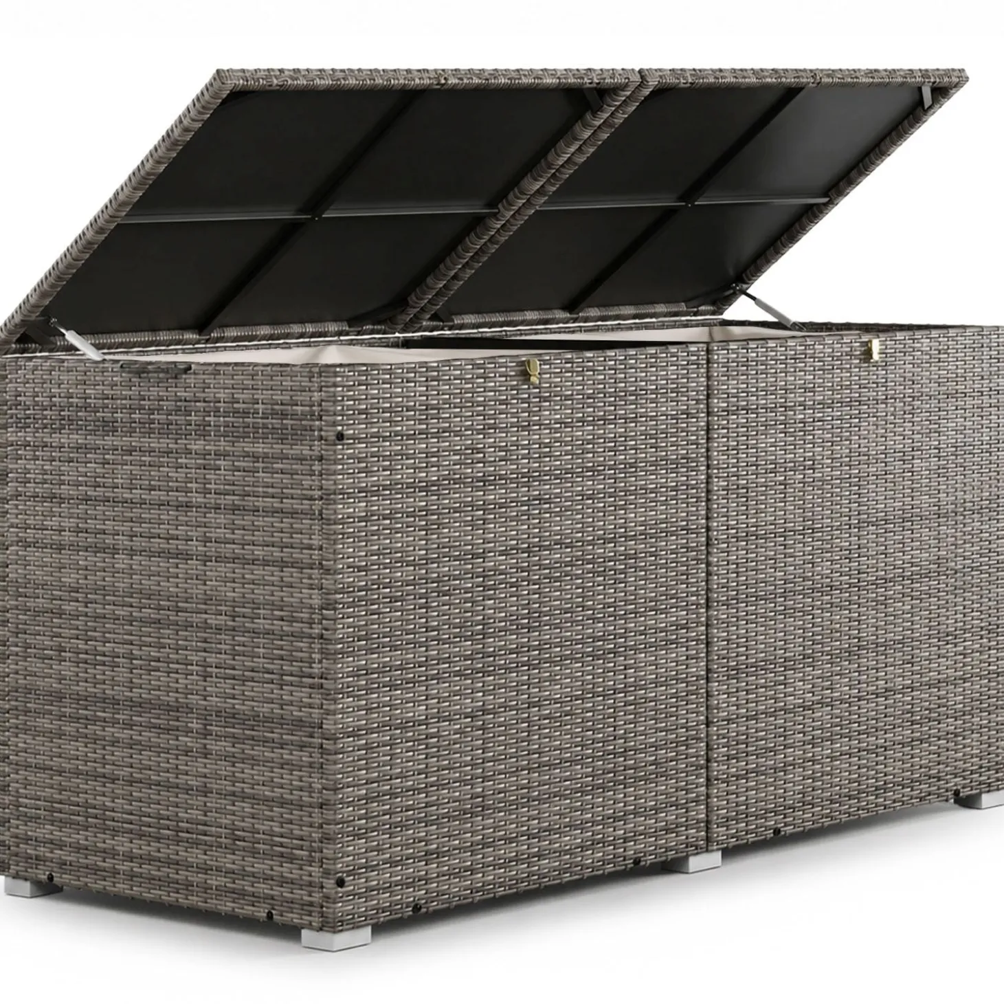 Polyrattan Auflagenbox Ikaria Gartenbox 950 Liter mit Deckel und herausnehmbarer Innenplane