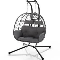 Polyrattan Doppelhängesessel Aria Mit Gestell & Kissen - Schaukel für 2 Personen