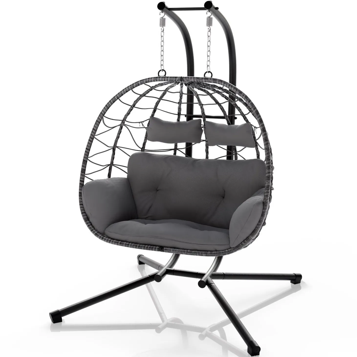 Polyrattan Doppelhängesessel Aria Mit Gestell & Kissen - Schaukel für 2 Personen