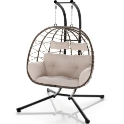 Polyrattan Doppelhängesessel Aria Mit Gestell & Kissen - Schaukel für 2 Personen