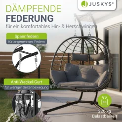 Polyrattan Doppelhängesessel Aria Mit Gestell & Kissen - Schaukel für 2 Personen