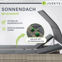 Polyrattan Doppelliege Syros Outdoor Liege für 2 Personen - mit Sonnendach & Auflagen