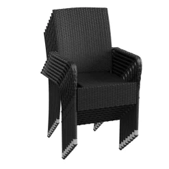 Polyrattan Gartenstühle Yoro Stapelbare Stühle 2er Set mit Stahlrahmen