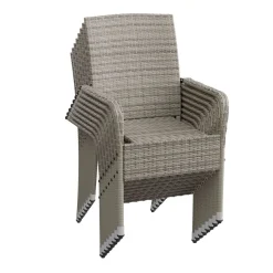 Polyrattan Gartenstühle Yoro Stapelbare Stühle 2er Set mit Stahlrahmen