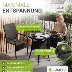 Polyrattan Gartenstühle Yoro Stapelbare Stühle 2er Set mit Stahlrahmen