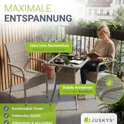 Polyrattan Gartenstühle Yoro Stapelbare Stühle 2er Set mit Stahlrahmen
