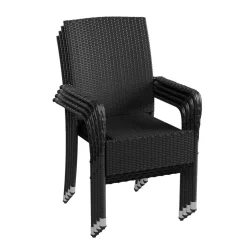 Polyrattan Gartenstühle Yoro Stapelbare Stühle 2er Set mit Stahlrahmen