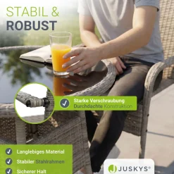 Polyrattan Gartenstühle Yoro Stapelbare Stühle 2er Set mit Stahlrahmen