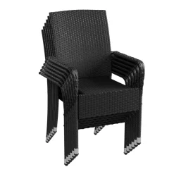 Polyrattan Gartenstühle Yoro Stapelbare Stühle 2er Set mit Stahlrahmen