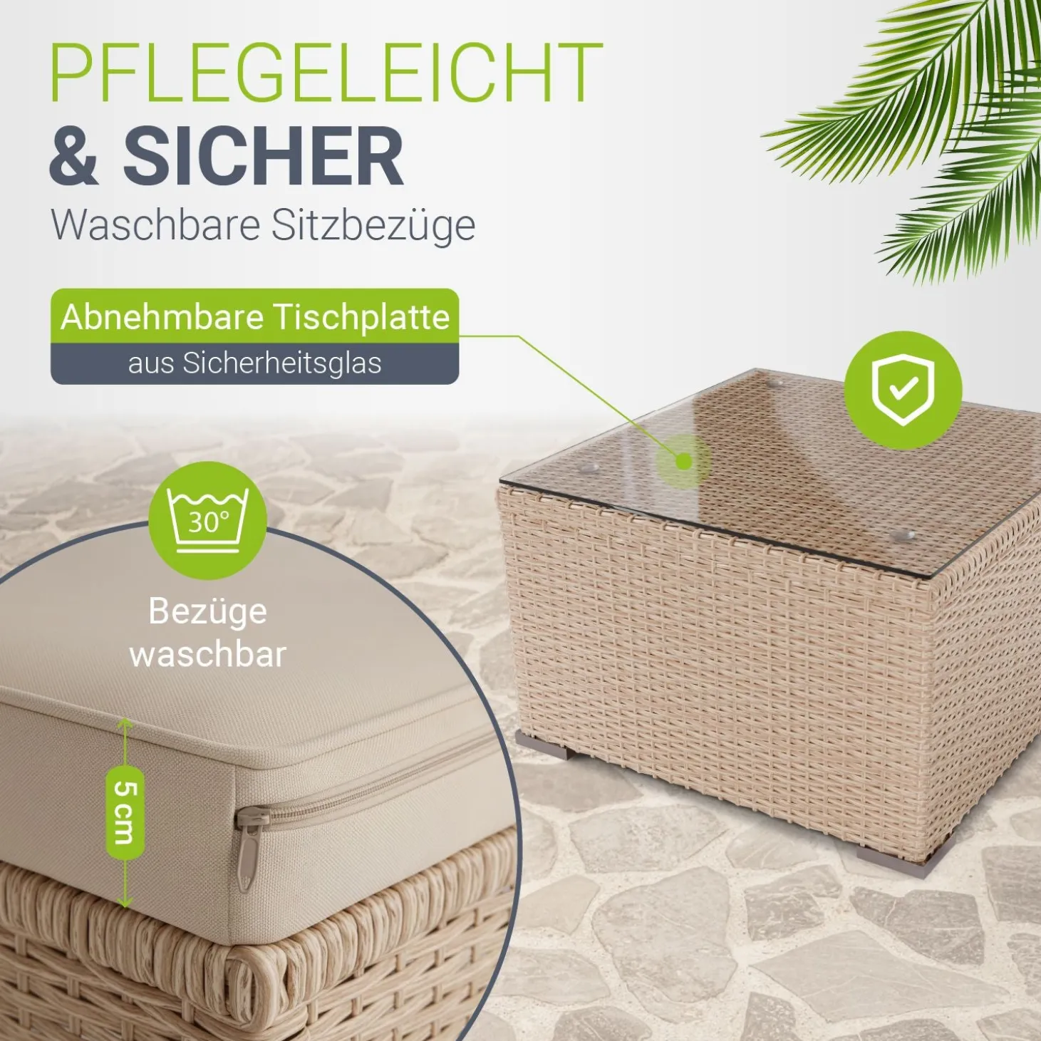 Polyrattan Lounge Punta Cana Outdoor Sitzgarnitur für bis zu 4 Personen; langlebiges Material