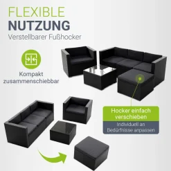 Polyrattan Lounge Punta Cana Outdoor Sitzgarnitur für bis zu 4 Personen; langlebiges Material
