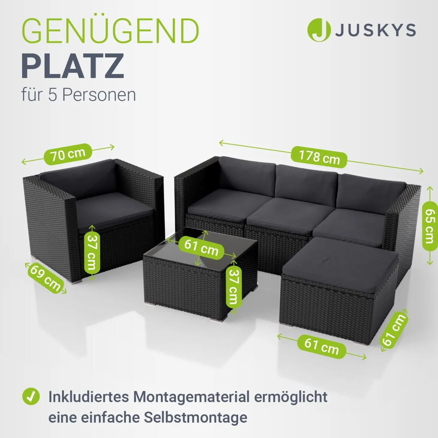 Polyrattan Lounge Punta Cana Outdoor Sitzgarnitur für bis zu 4 Personen; langlebiges Material