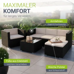 Polyrattan Lounge Punta Cana Outdoor Sitzgarnitur für bis zu 4 Personen; langlebiges Material