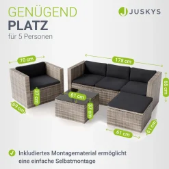 Polyrattan Lounge Punta Cana Outdoor Sitzgarnitur für bis zu 4 Personen; langlebiges Material