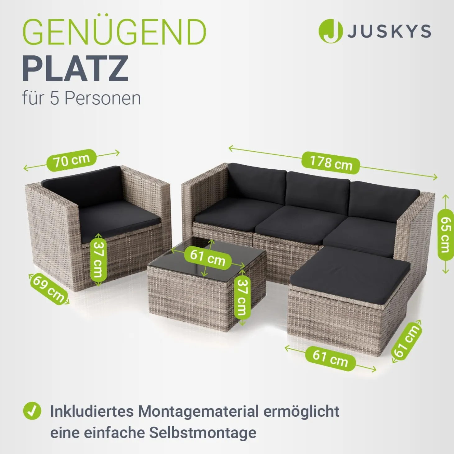 Polyrattan Lounge Punta Cana Outdoor Sitzgarnitur für bis zu 4 Personen; langlebiges Material