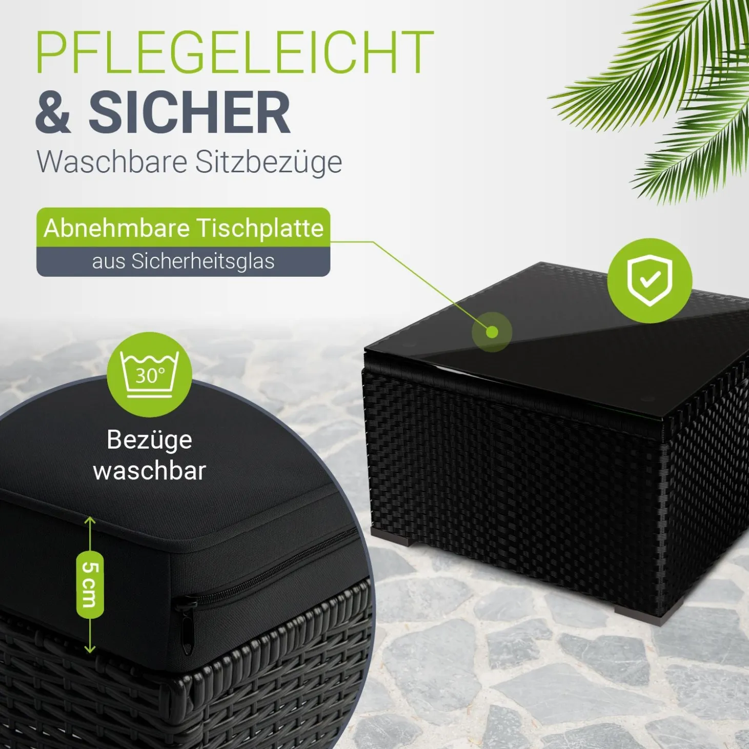 Polyrattan Lounge Punta Cana Outdoor Sitzgarnitur für bis zu 4 Personen; langlebiges Material